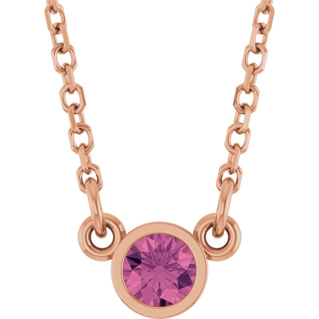 14K Gold Natural Diamond Solitaire Necklace