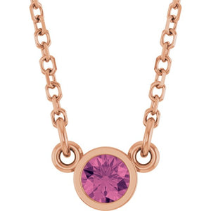 14K Gold Natural Diamond Solitaire Necklace