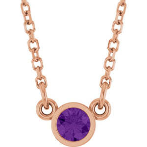 14K Gold Natural Diamond Solitaire Necklace