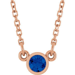 Lab-Grown Emerald Round Solitaire Necklace in 14K Gold, Sterling Silver & Platinum