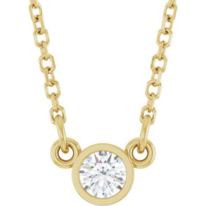 Natural Diamond Solitaire Necklace | 14K Gold & Platinum | 1/10 CTW | 18 In | Round | Polished