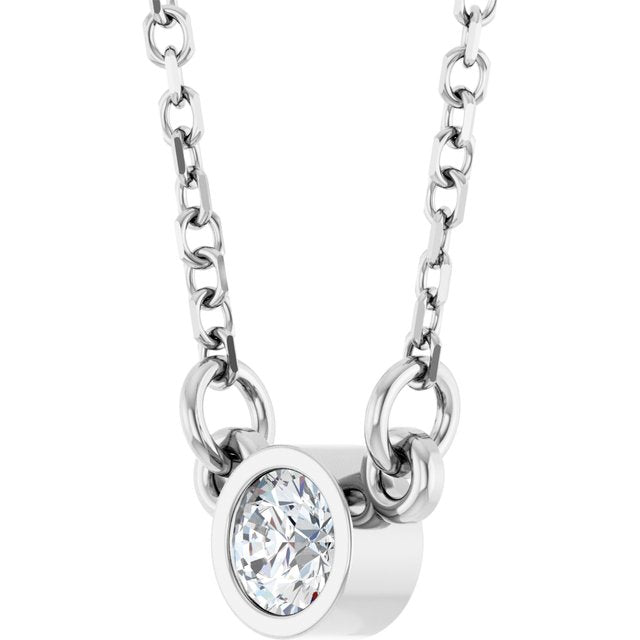 14K Gold, 3 mm Stuller Lab-Grown Moissanite Solitaire 18 in Necklace