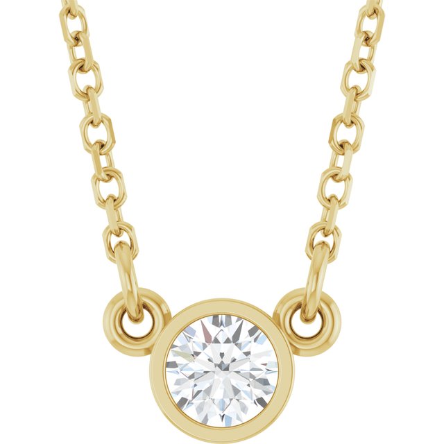 14K Yellow Gold 18" Lab-Grown Diamond 1/10 CT Solitaire Necklace