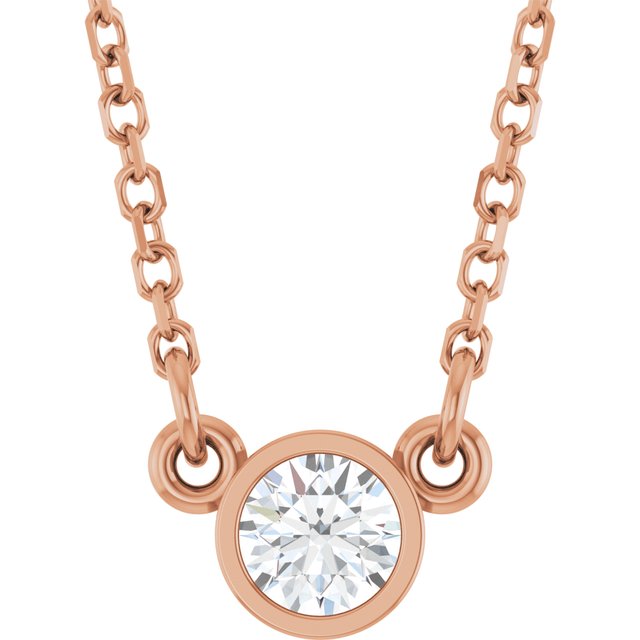 14K Gold Solitaire Necklace - Options Available