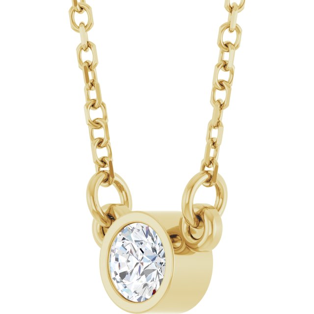 14K Yellow Gold 18" Lab-Grown Diamond 1/10 CT Solitaire Necklace