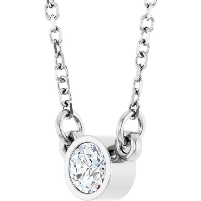 14K Gold, 18 in Natural Diamond 1/10 CT Solitaire Necklace