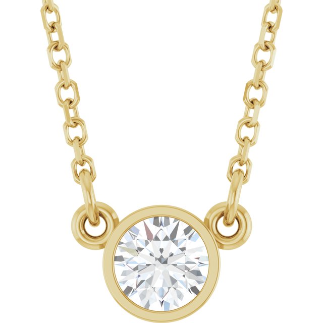 14K Yellow Gold 18" Lab-Grown Diamond 1/10 CT Solitaire Necklace