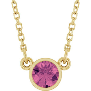14K Gold, Silver & Platinum Natural Mozambique Garnet Solitaire Necklace - Options Available