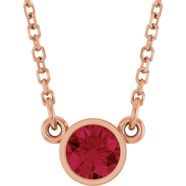 14K Gold, Silver & Platinum Natural Mozambique Garnet Solitaire Necklace - Options Available