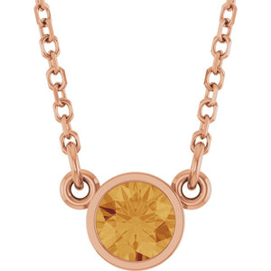 14K Gold, Silver & Platinum Natural Mozambique Garnet Solitaire Necklace - Options Available