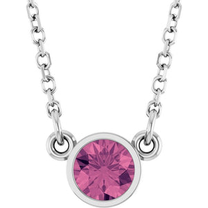 14K Gold, Silver & Platinum Natural Mozambique Garnet Solitaire Necklace - Options Available