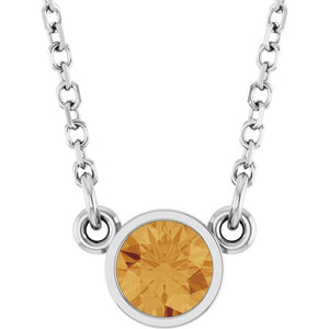 14K Gold Natural Diamond Solitaire Necklace