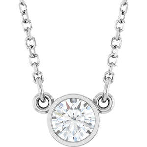 14K Gold Natural Diamond Solitaire Necklace