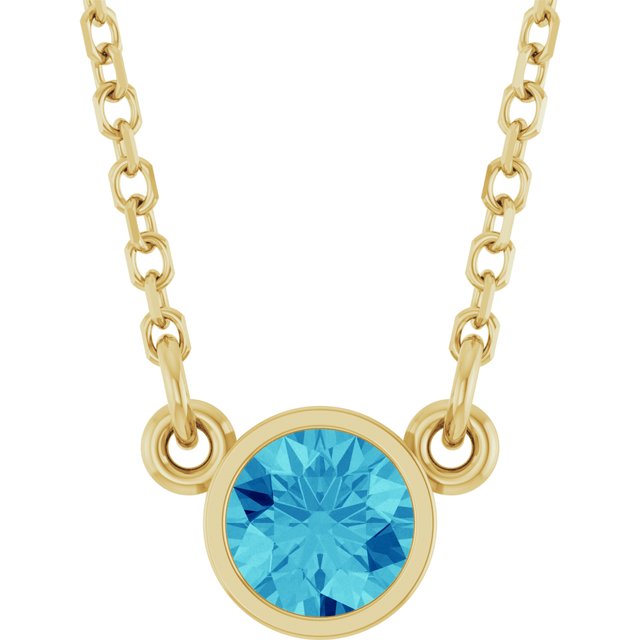 14K Gold Natural Diamond Solitaire Necklace