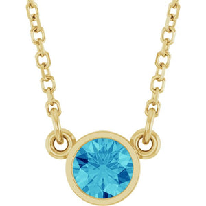 14K Gold Natural Diamond Solitaire Necklace