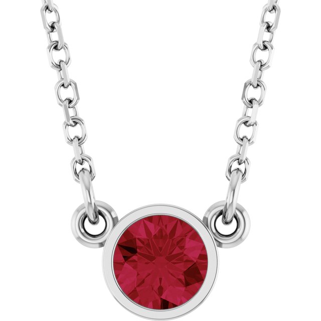14K Gold, Silver & Platinum Natural Mozambique Garnet Solitaire Necklace - Options Available