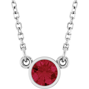 14K Gold, Silver & Platinum Natural Mozambique Garnet Solitaire Necklace - Options Available