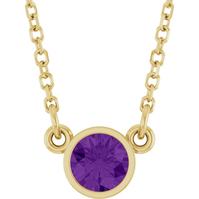 14K Gold Natural Diamond Solitaire Necklace