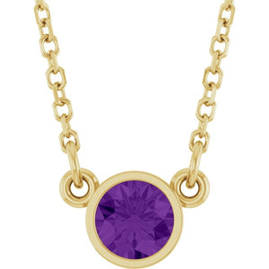 14K Gold Natural Diamond Solitaire Necklace