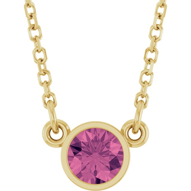 14K Gold Natural Diamond Solitaire Necklace