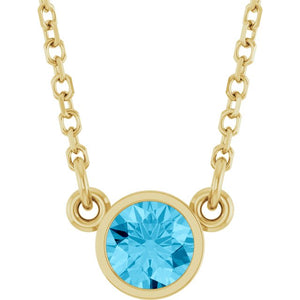 14K Gold Natural Diamond Solitaire Necklace