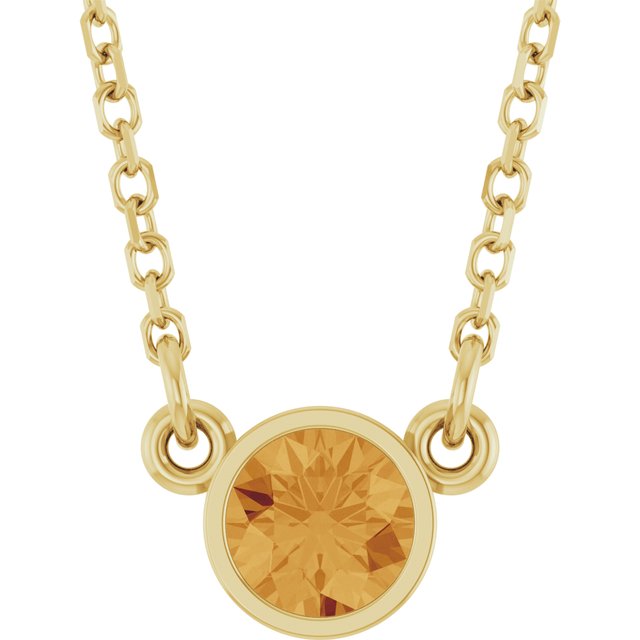 14K Gold Natural Diamond Solitaire Necklace