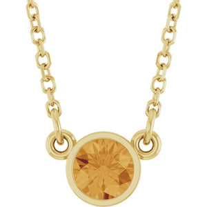 14K Gold Natural Diamond Solitaire Necklace
