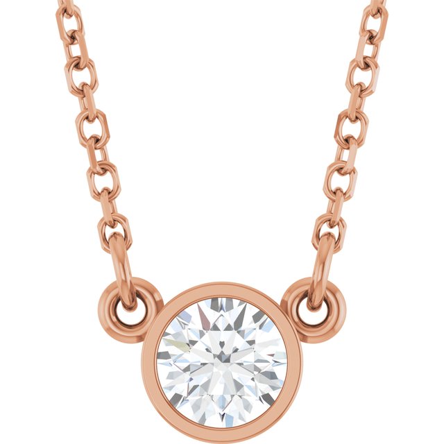 Round Moissanite Solitaire Necklace in 14K Gold, Silver and Platinum