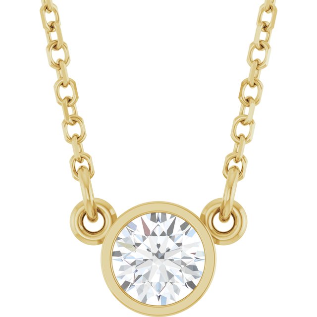 Round Moissanite Solitaire Necklace in 14K Gold, Silver and Platinum