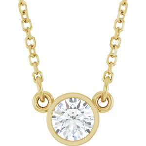 Round Moissanite Solitaire Necklace in 14K Gold, Silver and Platinum