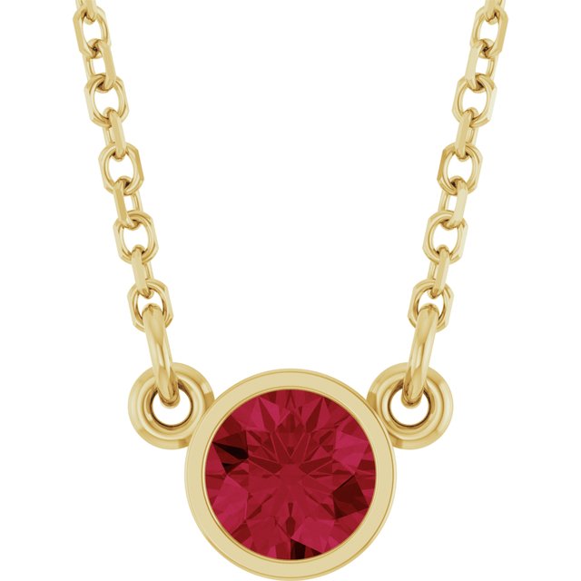 14K Gold, Silver & Platinum Natural Mozambique Garnet Solitaire Necklace - Options Available
