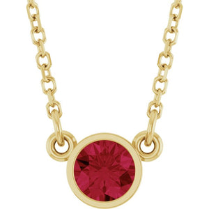 14K Gold, Silver & Platinum Natural Mozambique Garnet Solitaire Necklace - Options Available