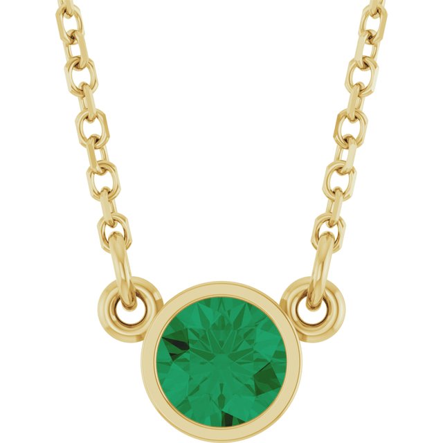 14K Gold Natural Diamond Solitaire Necklace