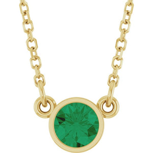 14K Gold Natural Diamond Solitaire Necklace