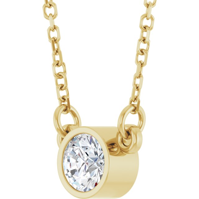 14K Yellow Gold 18" Lab-Grown Diamond 1/10 CT Solitaire Necklace