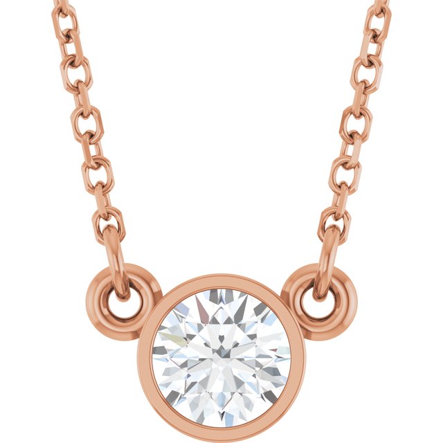 14K Gold Natural Diamond Solitaire Necklace