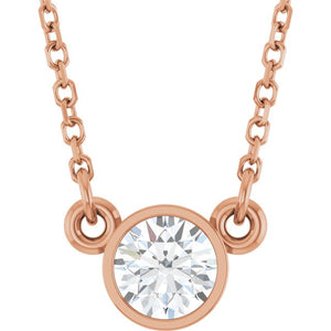 14K Gold Natural Diamond Solitaire Necklace
