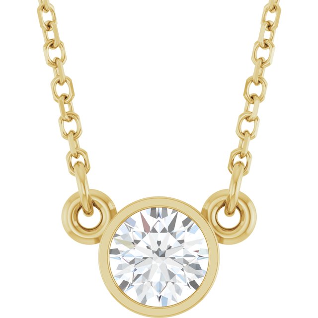 14K Yellow Gold 18" Lab-Grown Diamond 1/10 CT Solitaire Necklace