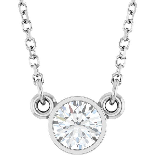 14K Yellow Gold 18" Lab-Grown Diamond 1/10 CT Solitaire Necklace