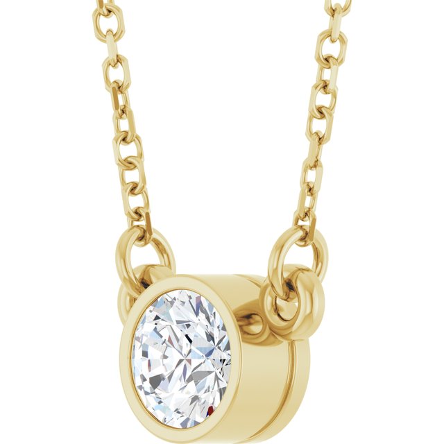 14K Yellow Gold 18" Lab-Grown Diamond 1/10 CT Solitaire Necklace