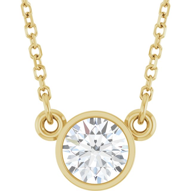 14K Yellow Gold 18" Lab-Grown Diamond 1/10 CT Solitaire Necklace