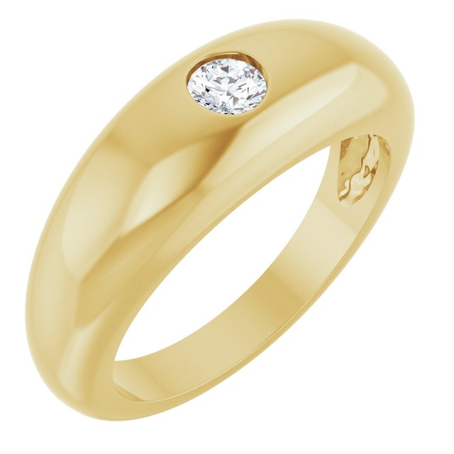 14K Gold Natural Diamond Dome Ring - Options Available
