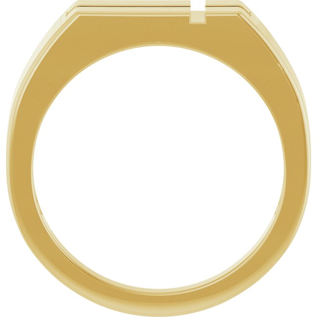 14K Gold Rectangle Cross Signet Ring - Polished Design