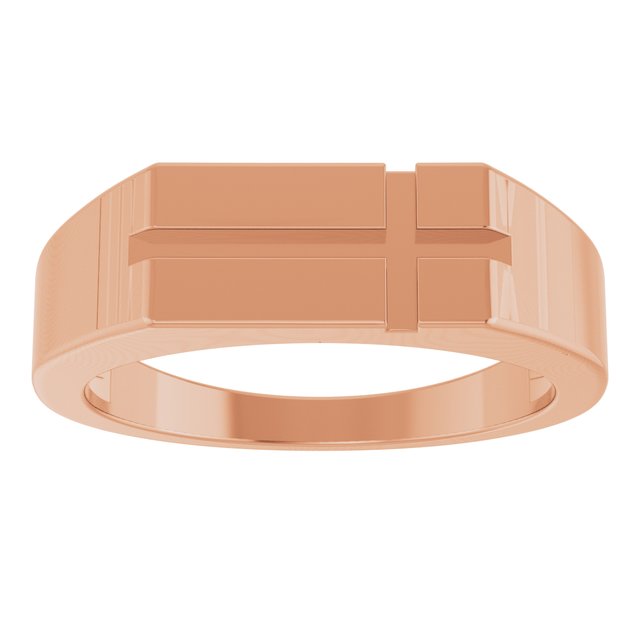 14K Rose Gold Rectangle Cross Signet Ring