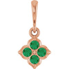 14K White Gold Lab-Grown Emerald Four Stone Pendant