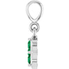 14K White Gold Lab-Grown Emerald Four Stone Pendant