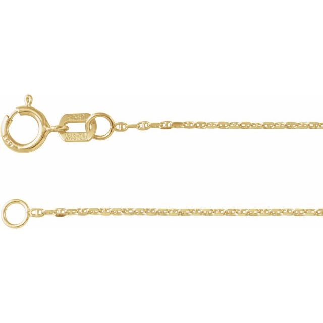 14K Yellow Gold, 1 mm Diamond-Cut 7" Anchor Chain