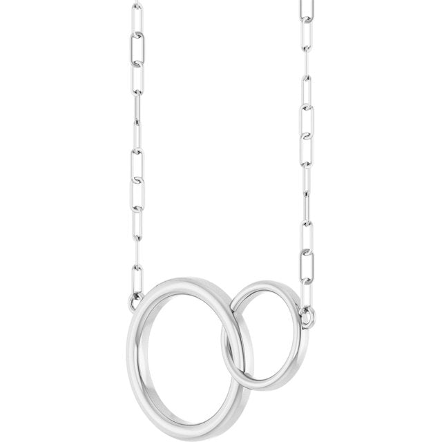 14K White Gold Interlocking Circle Necklace with Natural Diamond Accents