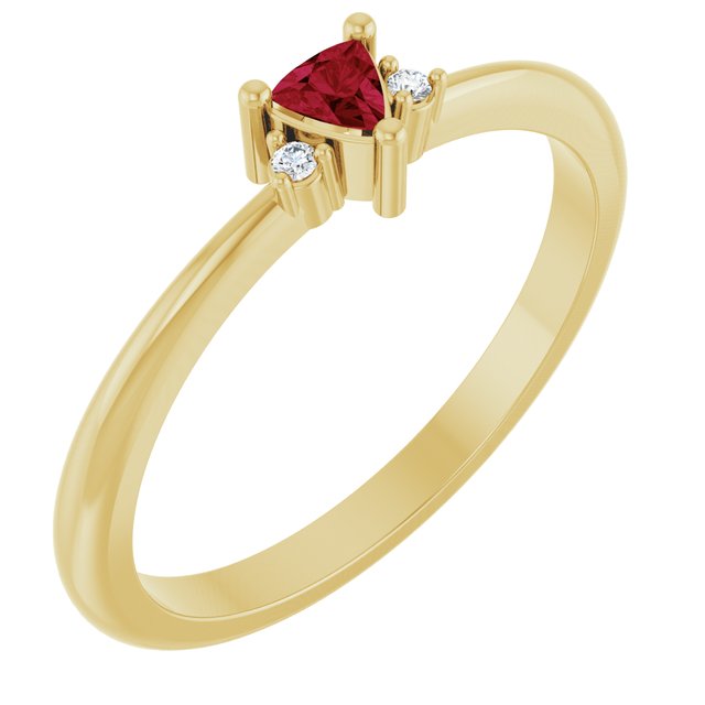 14K White Gold Lab-Grown Ruby & Natural Diamond Ring