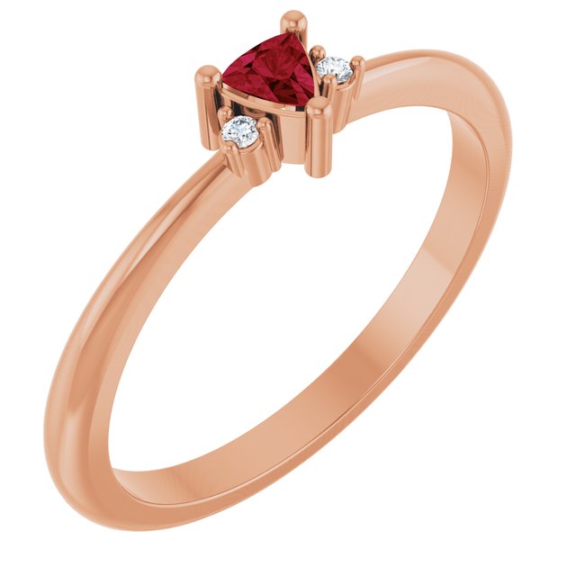 14K White Gold Lab-Grown Ruby & Natural Diamond Ring